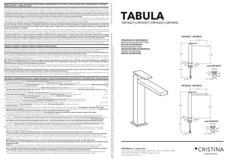 CRISTINA TABULA CRITA227 installation instructions CRISTINA TABULA CRITA227 installation instructions