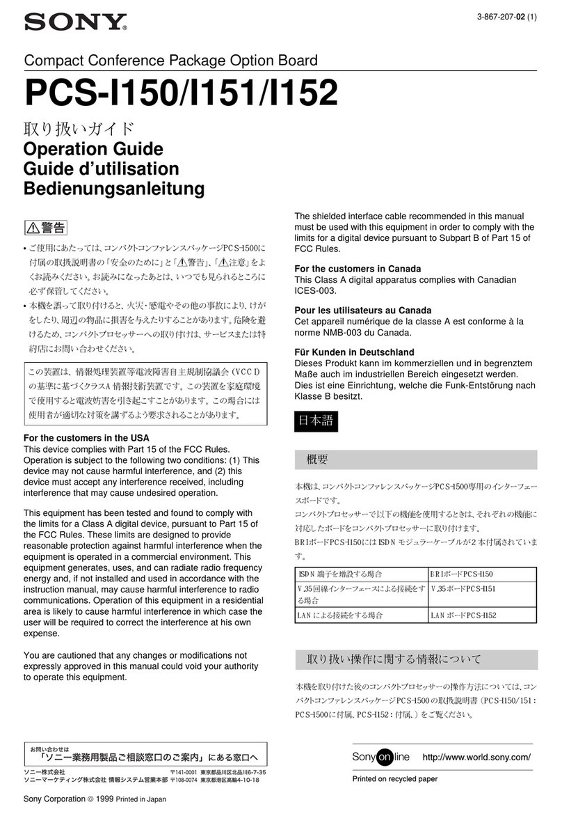 Sony PCS-I150 Operation guide
