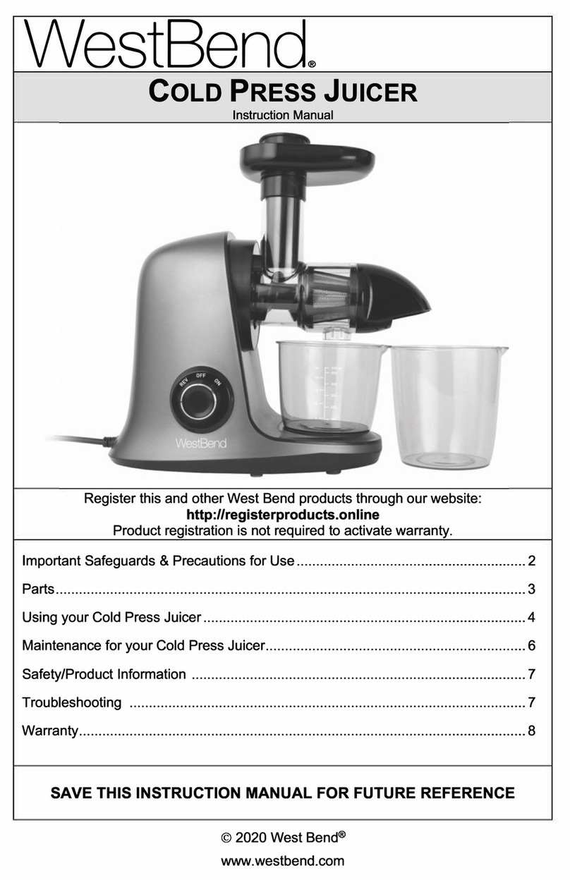 West Bend JC2009 instruction manual