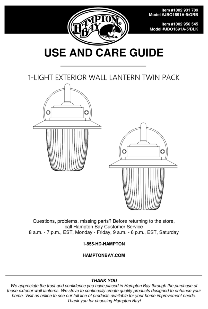 HAMPTON BAY JBO1691A-5/ORB Use and care guide