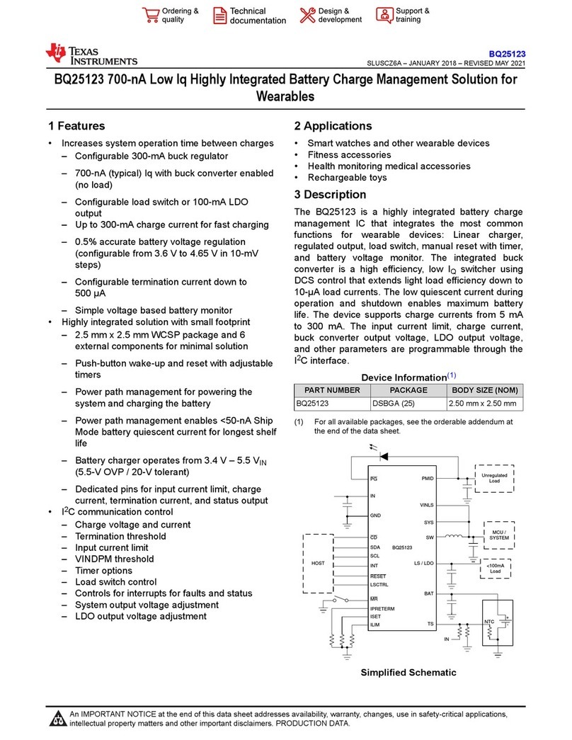 Texas Instruments BQ25123 manual Texas Instruments BQ25123 manual