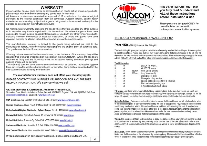 autocom BFK-U Instruction manual & warranty