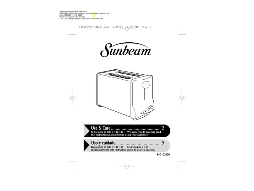 Sunbeam 6227-MX use & care Sunbeam 6227-MX use & care