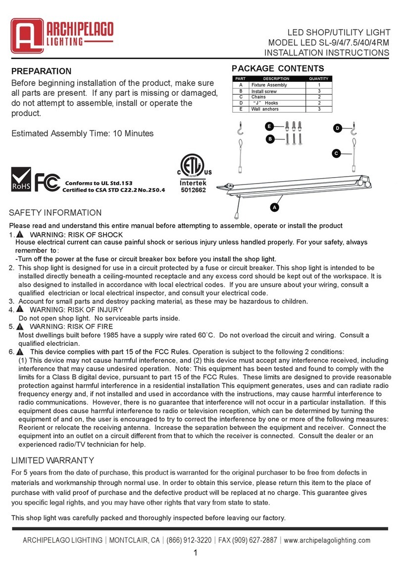 ARCHIPELAGO LIGHTING LED SL-9 installation instructions