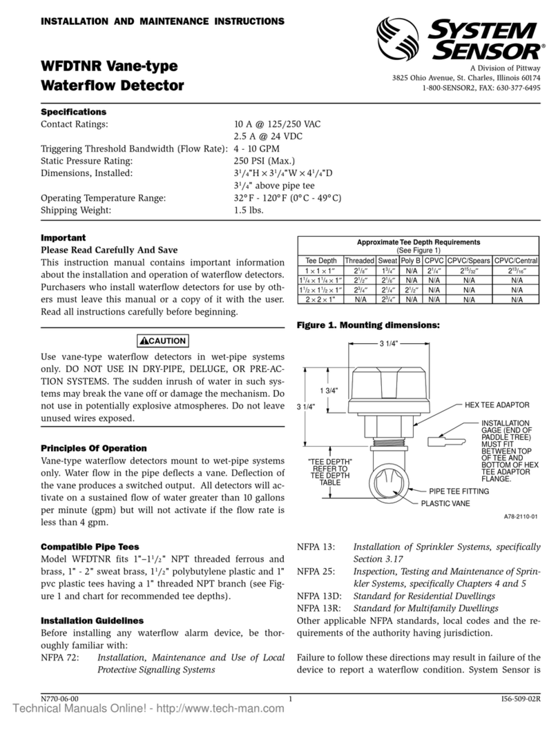 Pittway System Sensor WFDTNR Installation and maintenance instructions