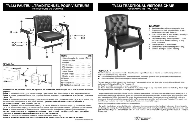 Office Star Products TV233 operating instructions Office Star Products TV233 operating instructions