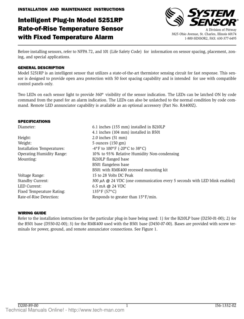 Pittway System Sensor 5251RP Installation and maintenance instructions