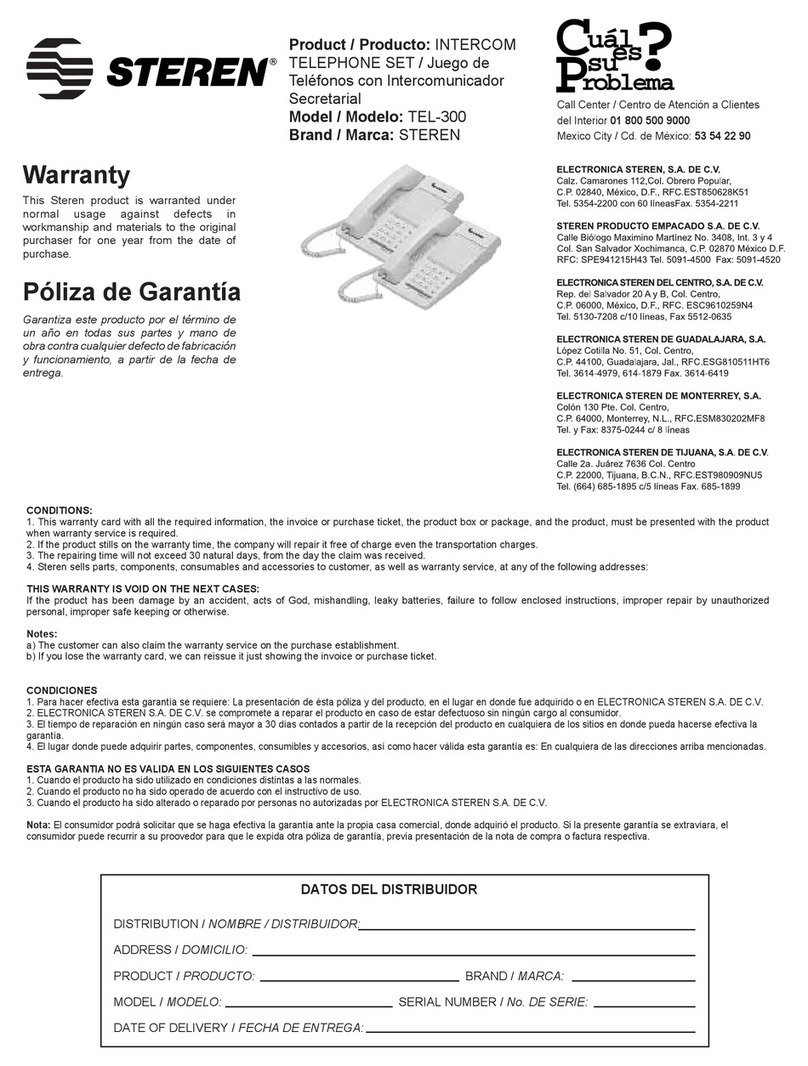 Steren TEL-300 quick start guide