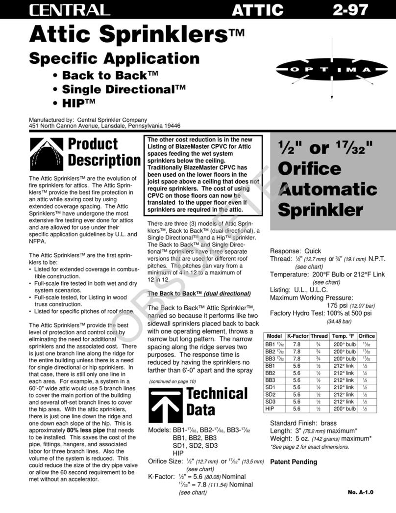 Tyco Fire Product CENTRAL Attic BB1-17/32 instruction manual Tyco Fire Product CENTRAL Attic BB1-17/32 instruction manual