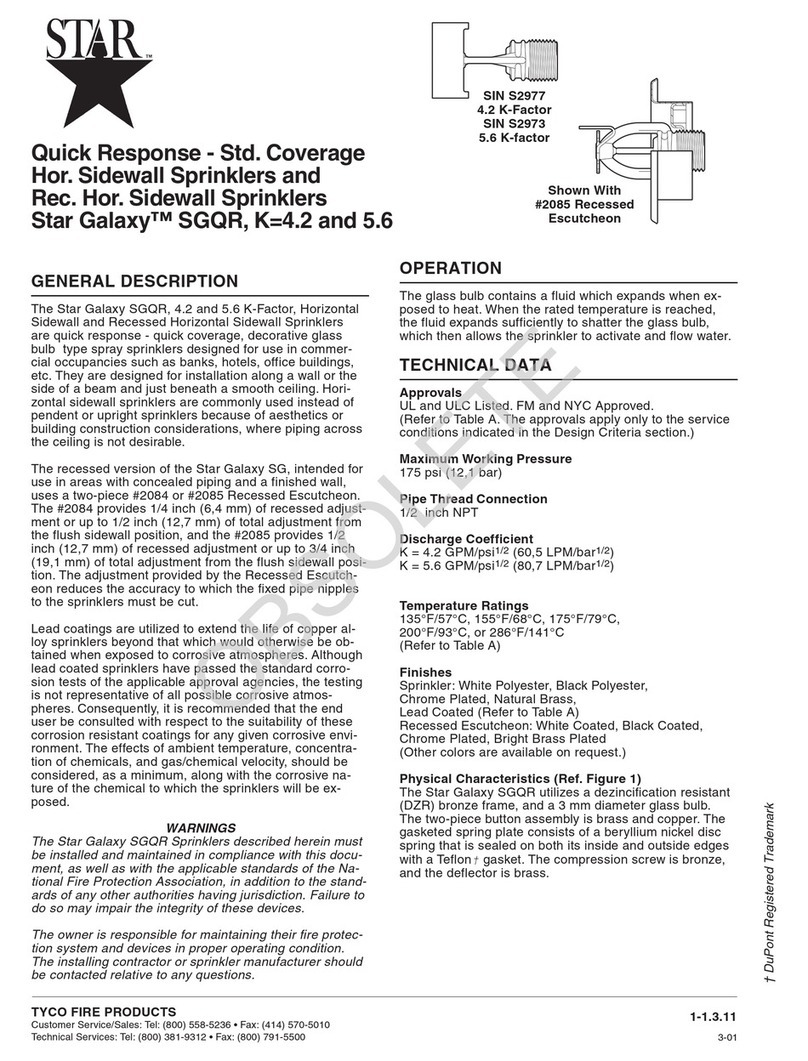 Tyco Fire Product Star Galaxy SGQR instruction manual