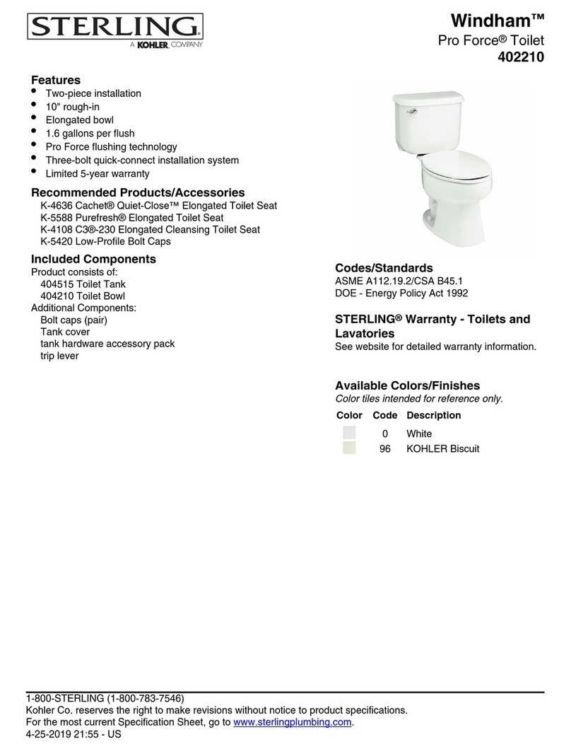 Kohler STERLING Windham Pro Force 402210 User manual Kohler STERLING Windham Pro Force 402210 User manual