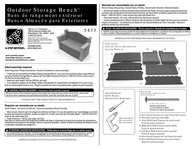 Step 2 Outdoor Storage Bench 5433 User manual