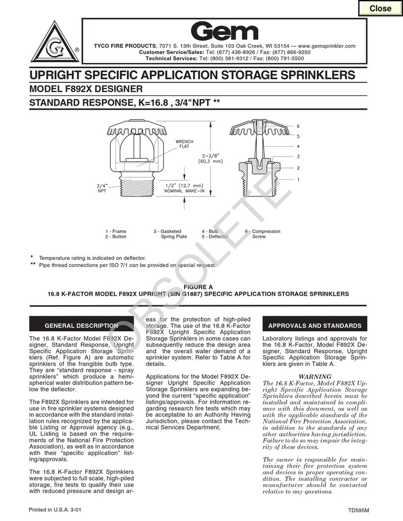 Tyco Fire Product Gem F892X instruction manual