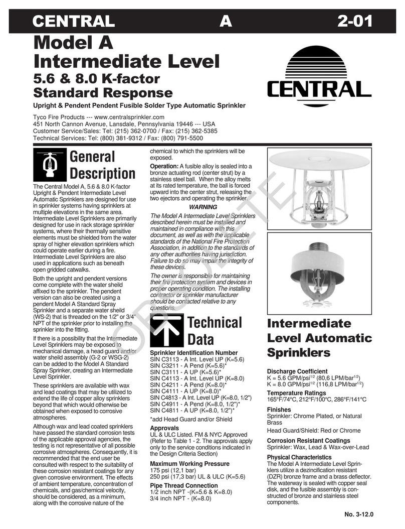 Tyco Fire Product CENTRAL A instruction manual