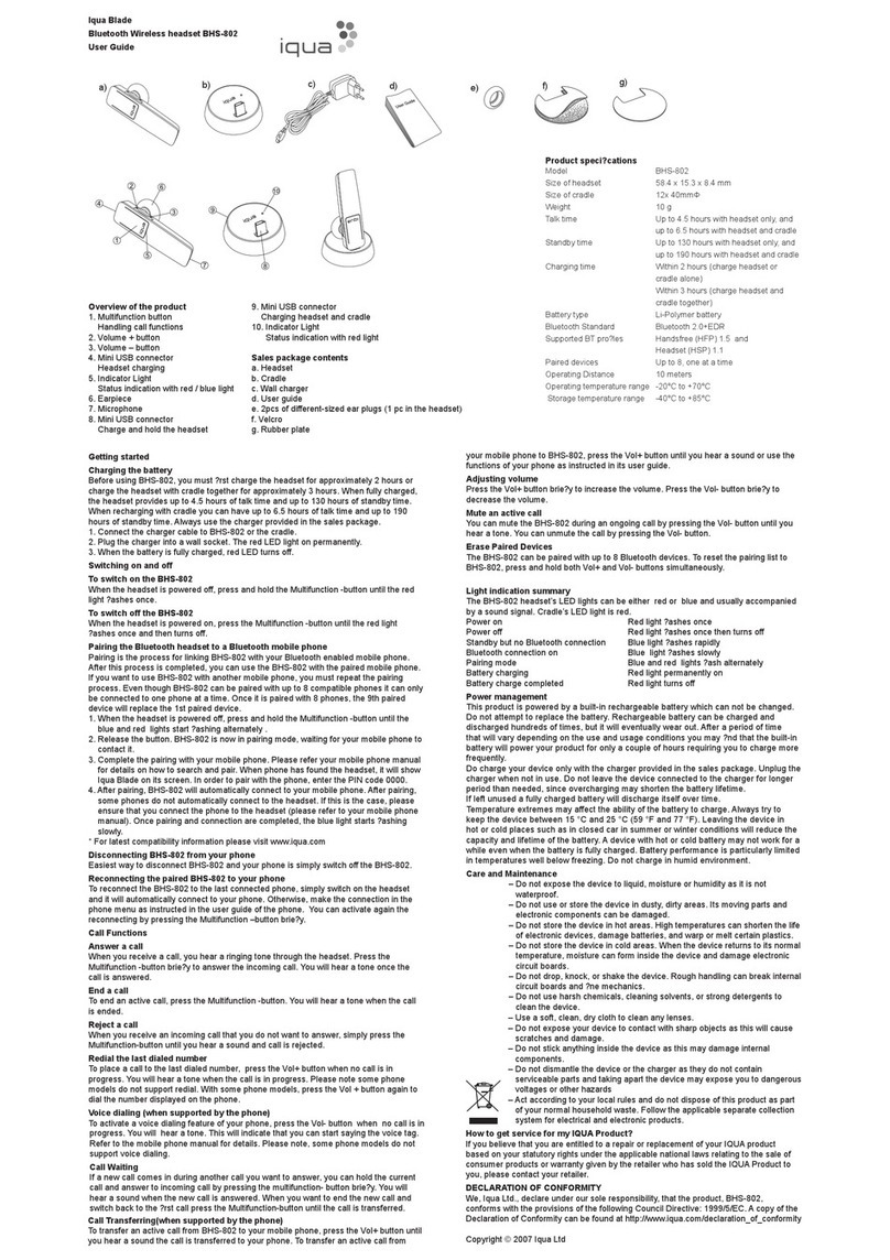 Iqua Blade BHS-802 user guide