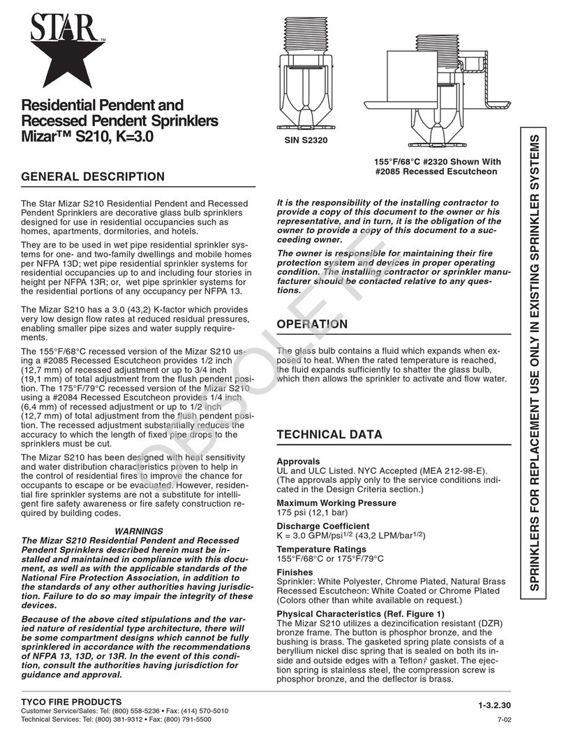 Tyco Fire Product Star Mizar S210 instruction manual