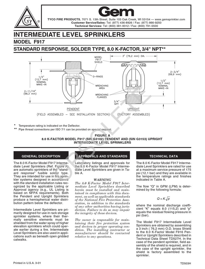 Tyco Fire Product Gem F917 instruction manual