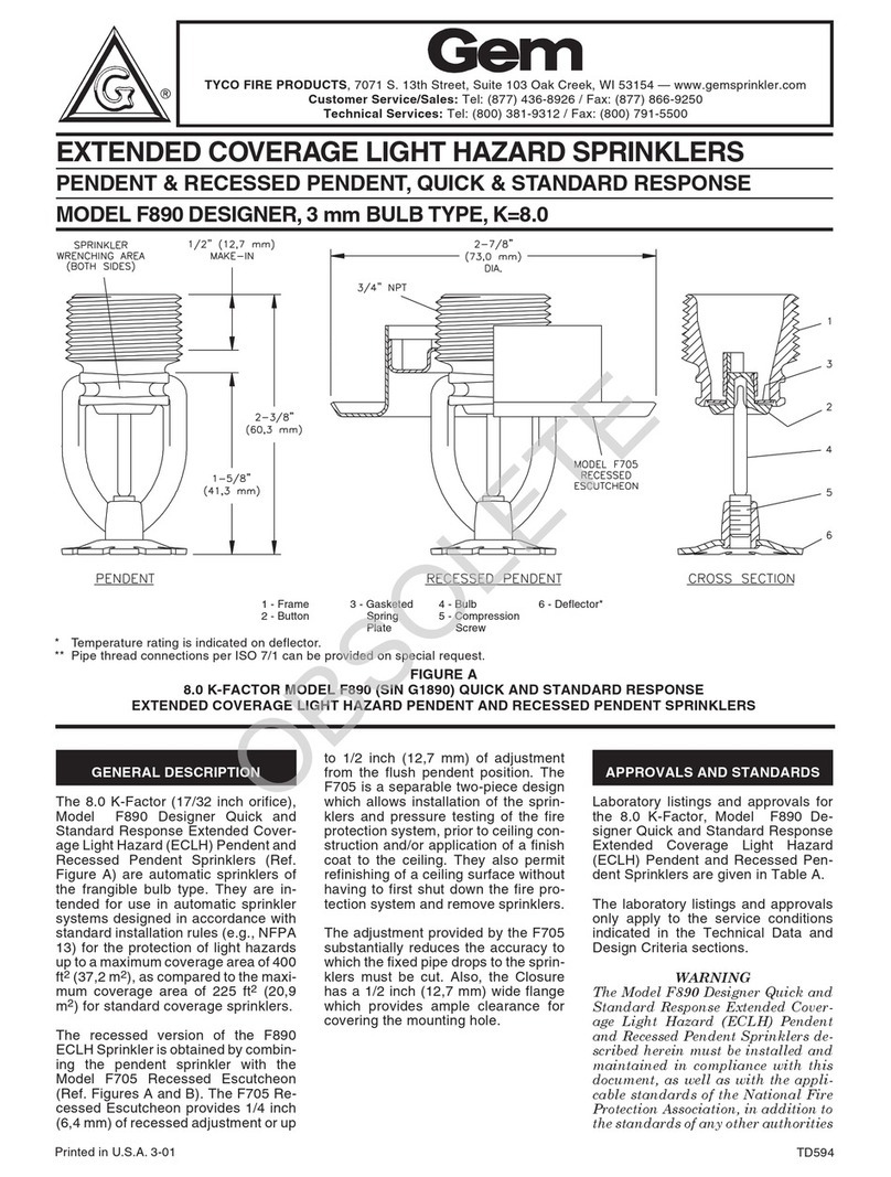 Tyco Fire Product Gem F890 instruction manual