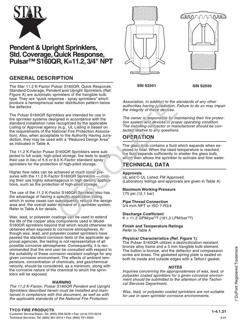 Tyco Fire Product Star Pulsar S160QR instruction manual