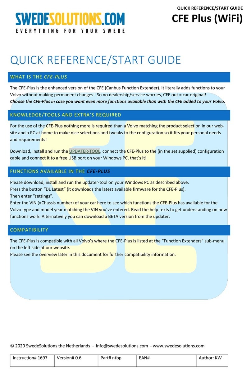 SwedeSolutions CFE Plus QUICK REFERENCE/START GUIDE