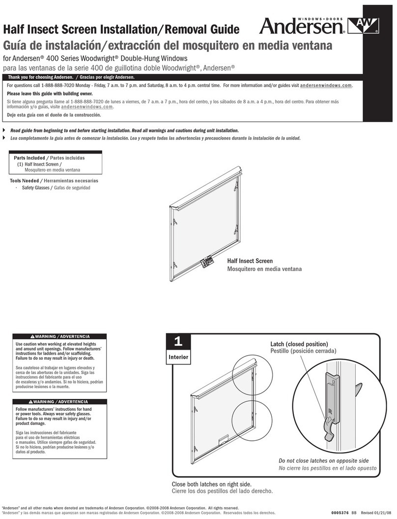 Andersen Windows & Doors 400 Series Installation and Removal Guide