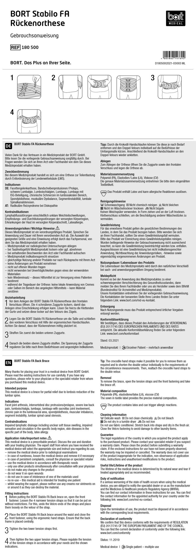 bort medical Stabilo FA Back Brace manual