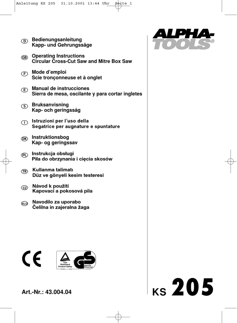 Alpha tools KS 205 operating instructions