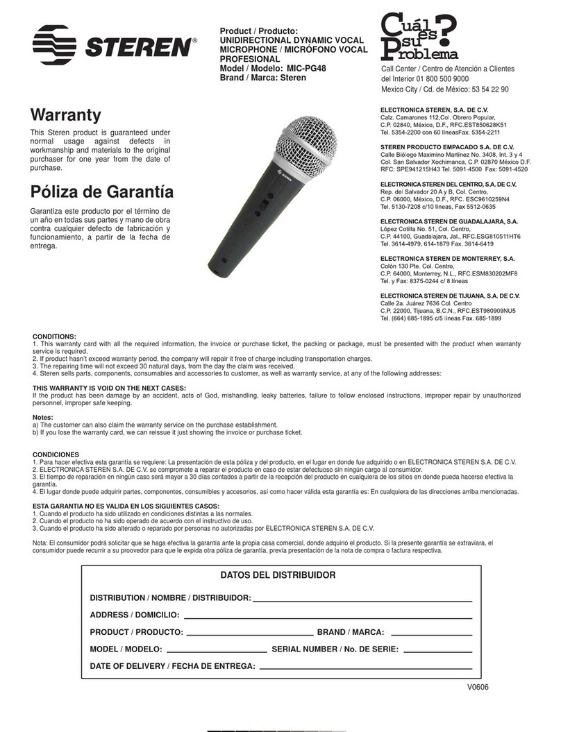 Steren MIC-PG48 instruction manual