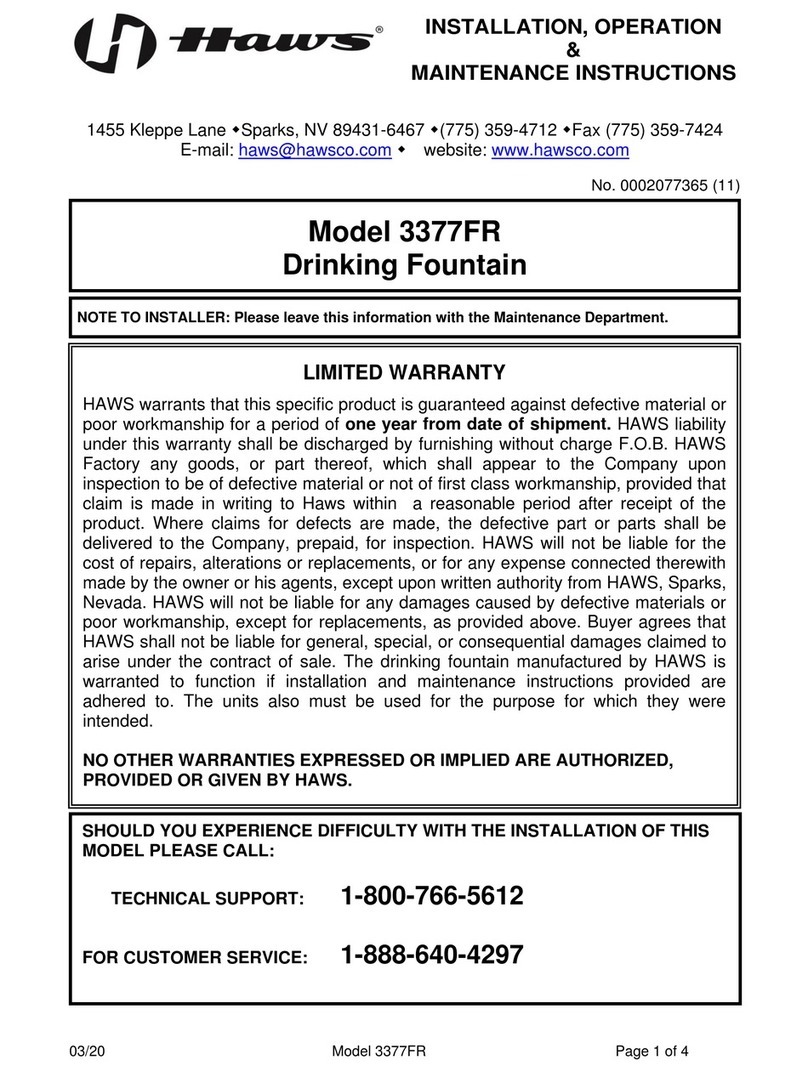 Haws 3377FR Installation, operation & maintenance instructions Haws 3377FR Installation, operation & maintenance instructions