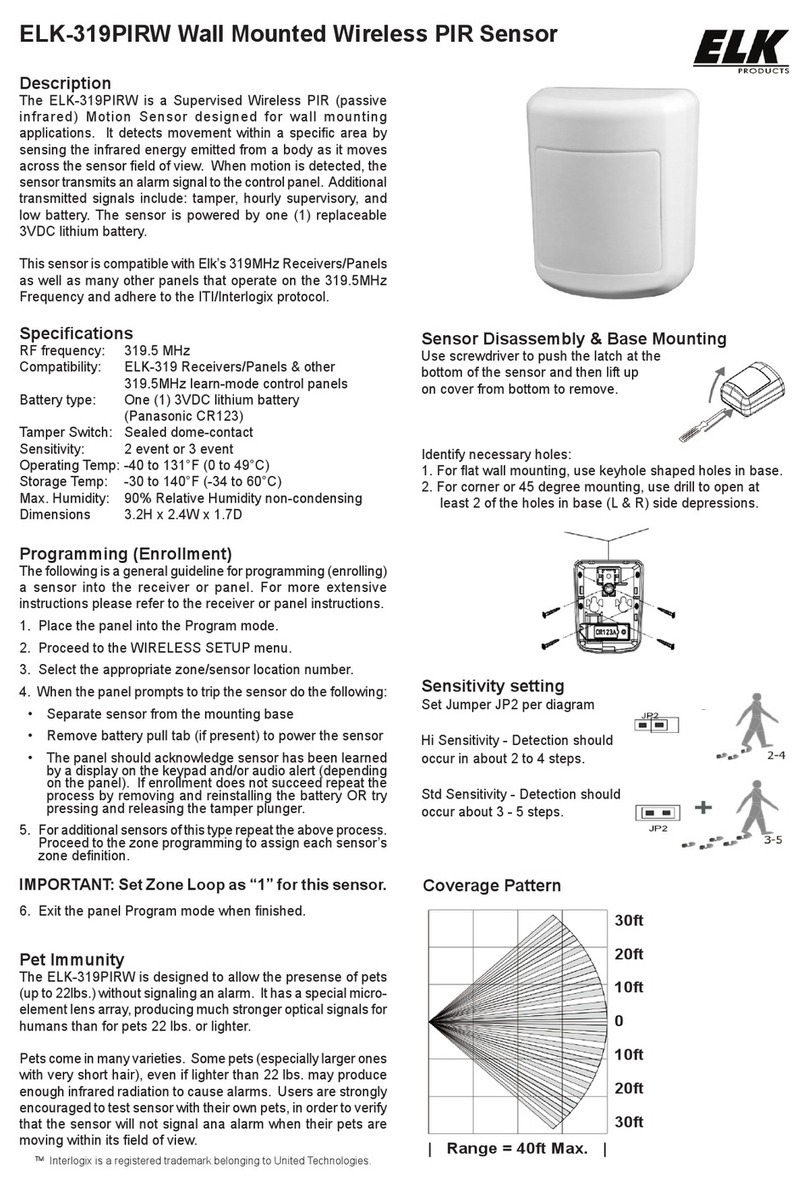 Elk Products ELK-319PIRW User manual