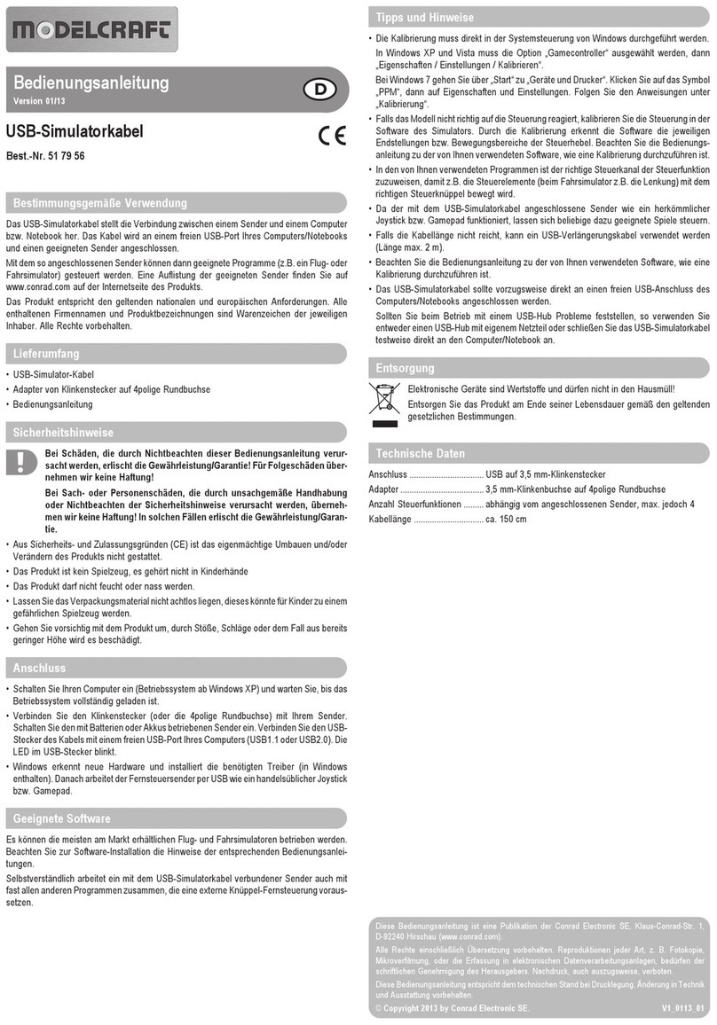 ModelCraft 51 79 56 operating instructions