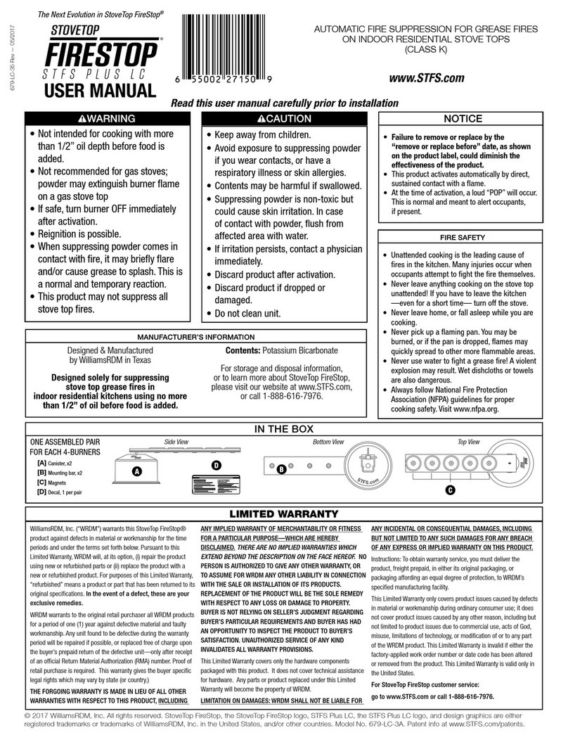 WilliamsRDM Stovetop Firestop STFS PLUS LC user manual