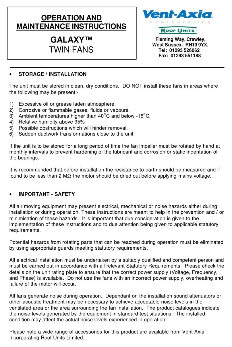 Vent-Axia GALAXY GDD Series Operation and maintenance instructions
