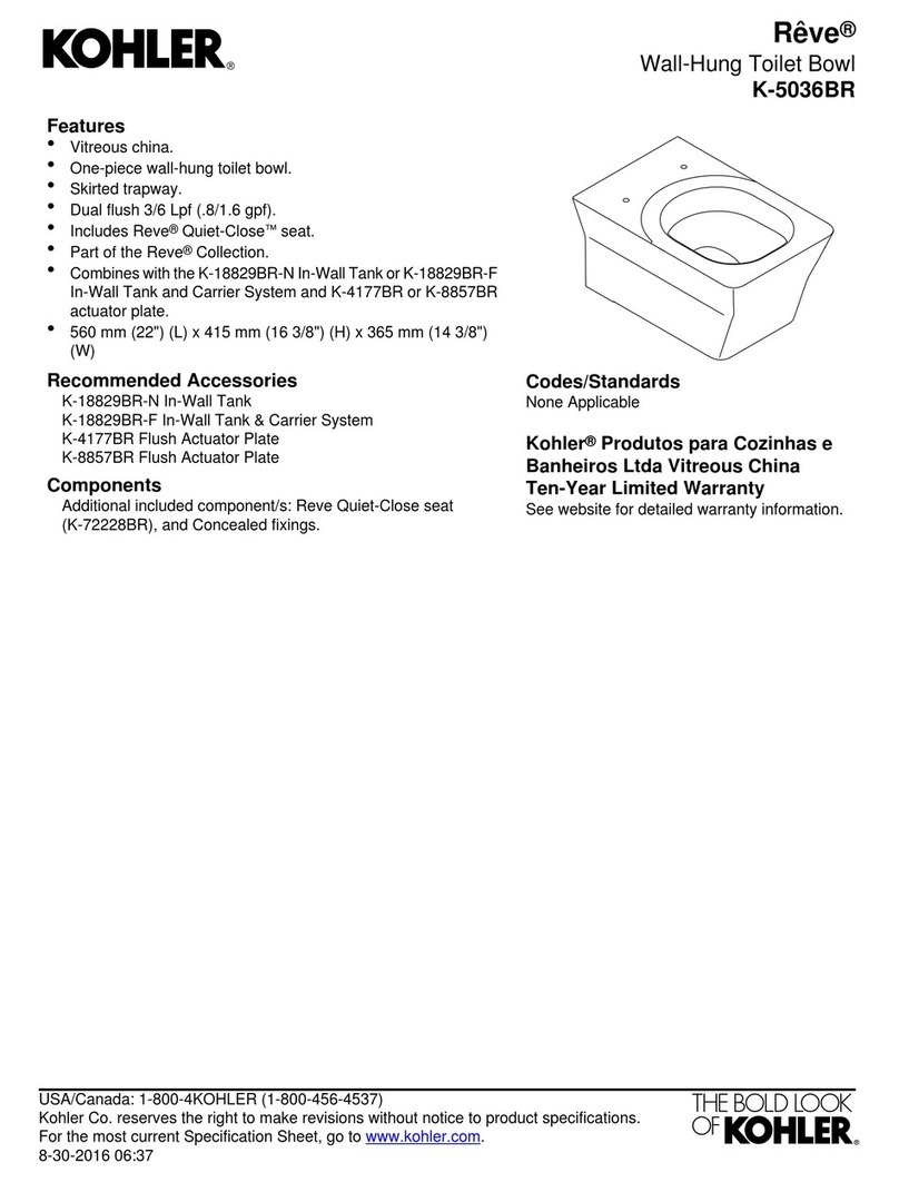 Kohler Reve K-5036BR User manual Kohler Reve K-5036BR User manual