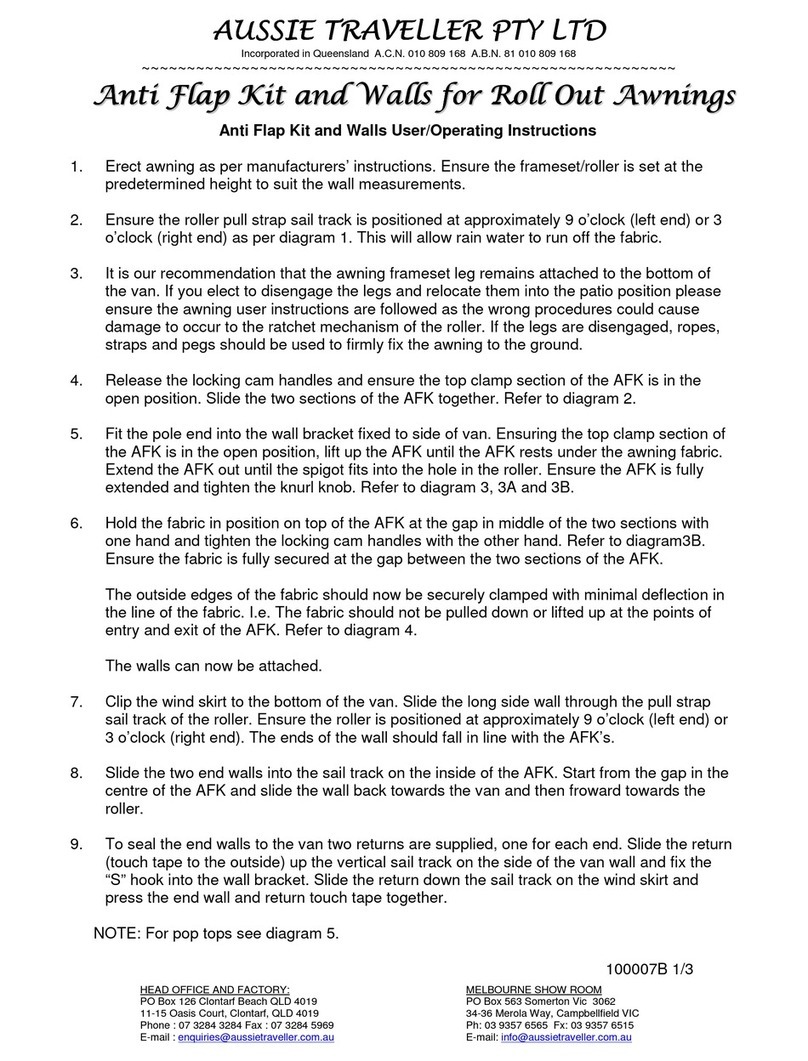 Aussie Traveller AFK User operating instructions