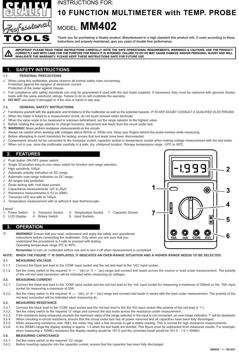 Sealey MM402 instructions