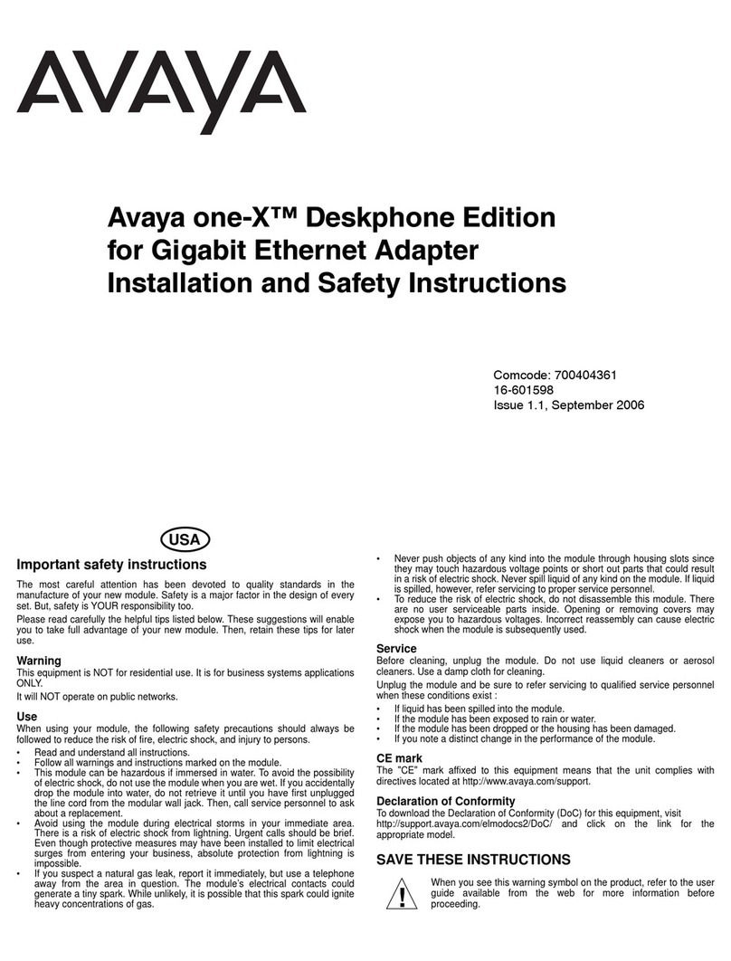 Avaya one-X Quick Edition Installation and safety instructions