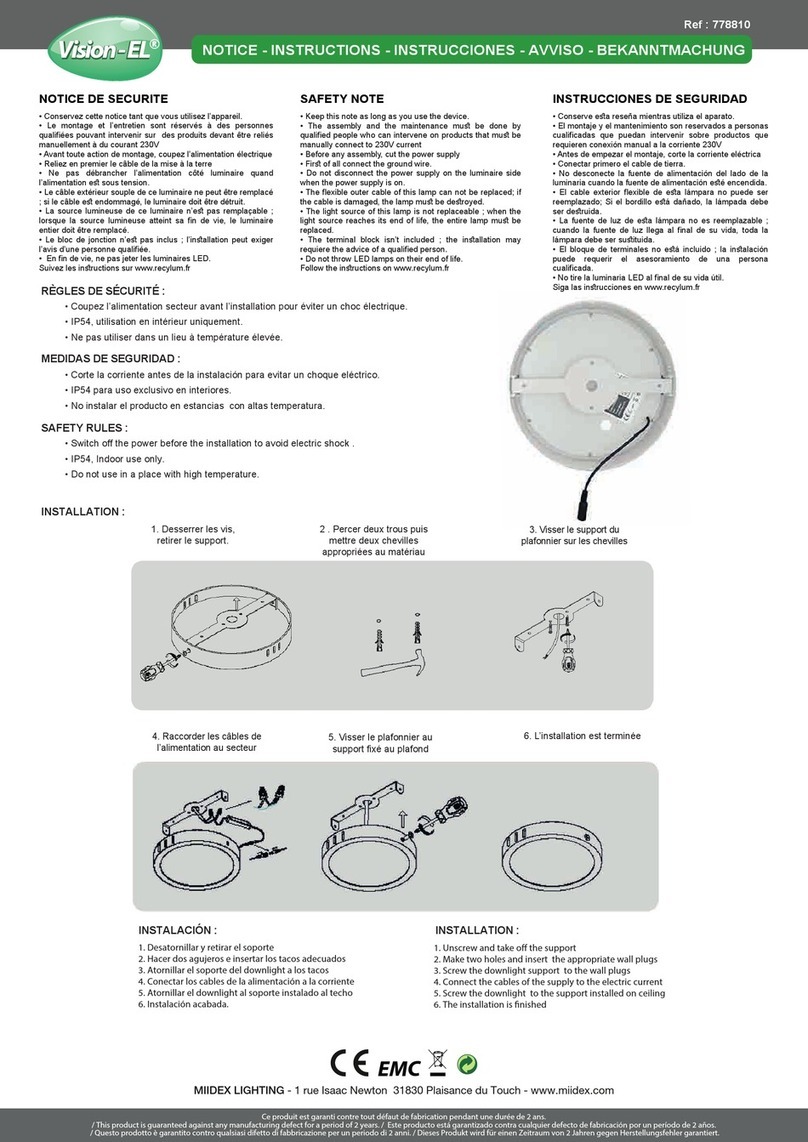 MIIDEX LIGHTING Vision-EL ELV421661 Notice Instructions