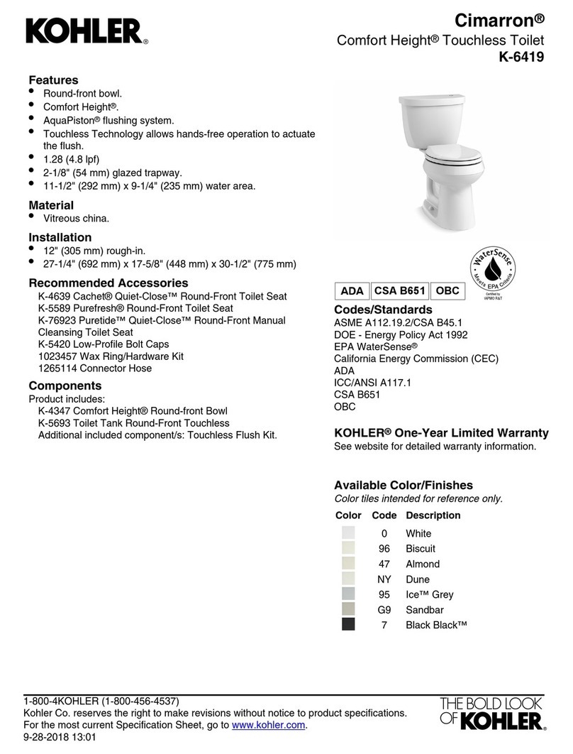 Kohler K-6419 User manual Kohler K-6419 User manual