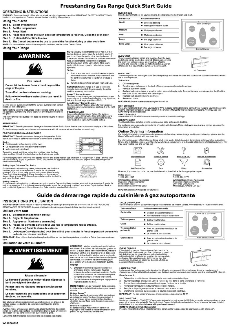 Whirlpool W11427473A quick start guide