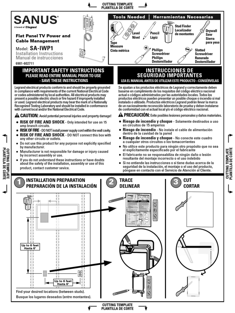 LEGRAND SANUS SA-IWP1 installation instructions