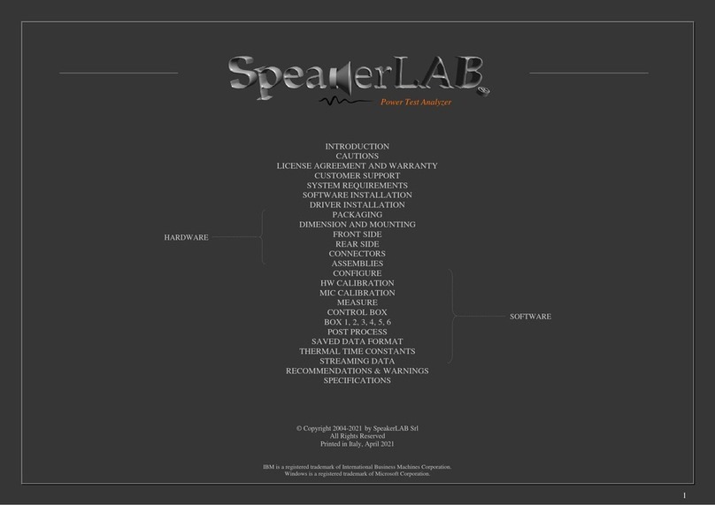 Speakerlab Power Test Analyzer User manual