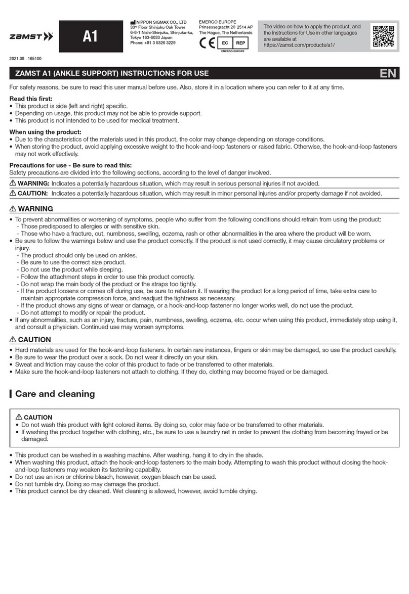 NIPPON SIGMAX ZAMST A1 Instructions for use