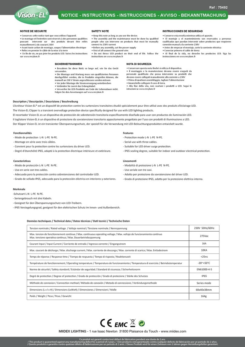 MIIDEX LIGHTING VISION-EL 75492 Notice Instructions