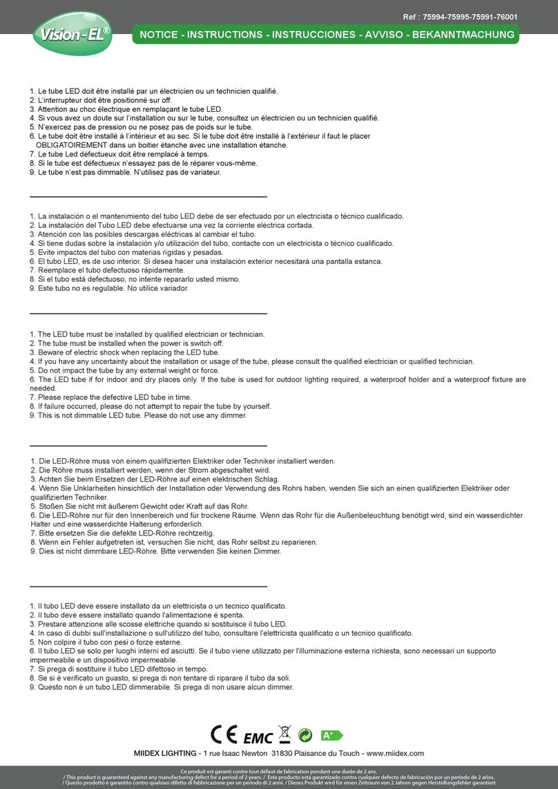 MIIDEX LIGHTING Vision-EL ELV404558 Notice Instructions
