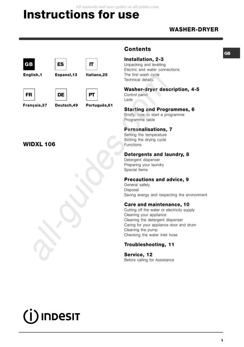 Indesit WIDXL 106 Instructions for use Indesit WIDXL 106 Instructions for use
