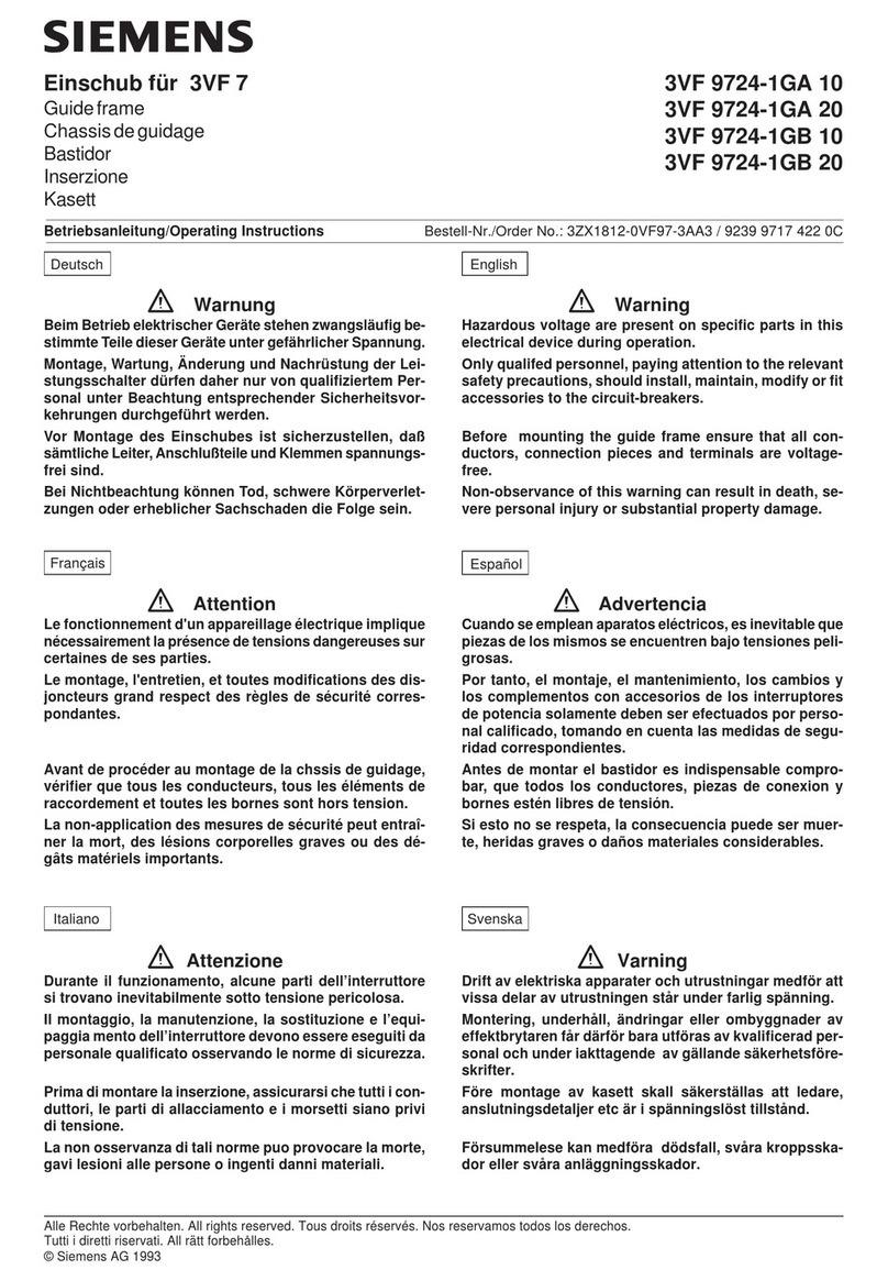 Siemens 3VF 9724-1GA 10 operating instructions