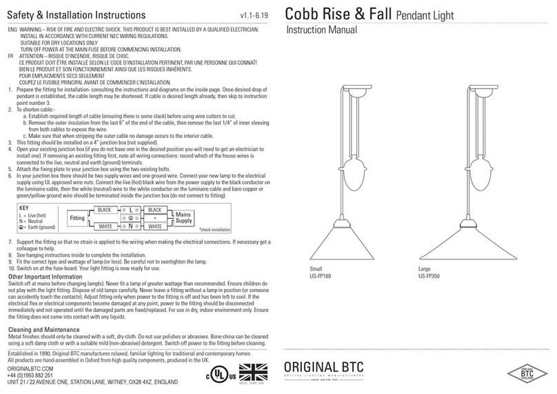 Original BTC Cobb Rise & Fall US-FP189 instruction manual Original BTC Cobb Rise & Fall US-FP189 instruction manual