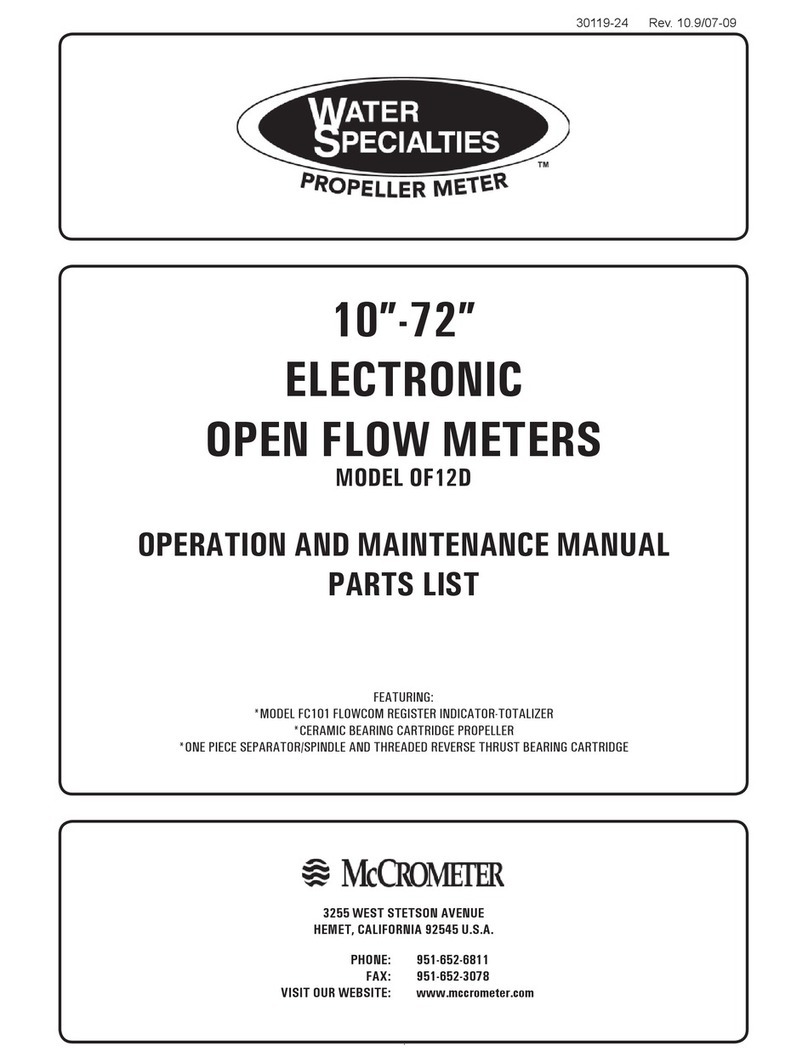 McCrometer Water Specialties OF12D Operation and maintenance manual