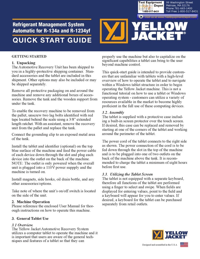 yellow jacket Refrigerant Management System quick start guide